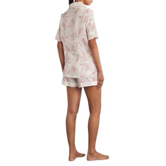 195$ Desmond & Dempsey Cotton Deia Short Pajama Set Women's Size M White Pink - Picture 2 of 3